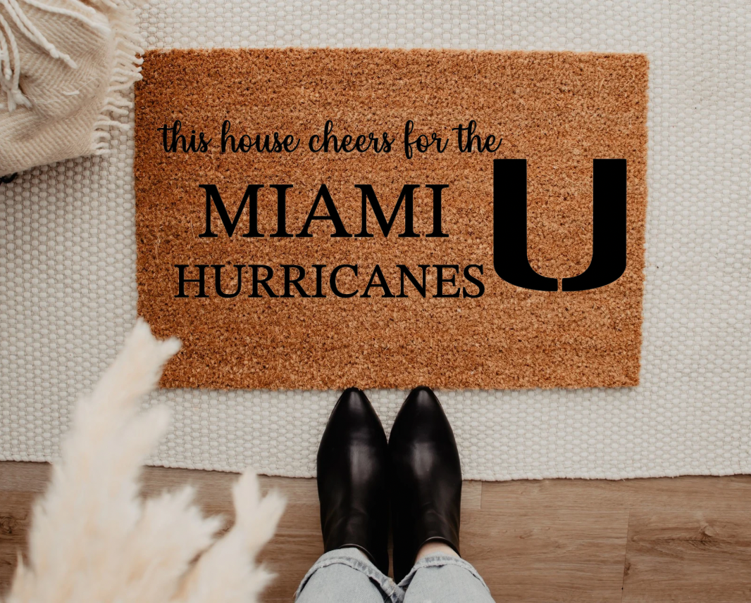 Miami Hurricanes Hand-Painted Doormat (Color Option)