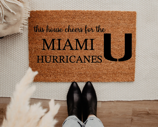 Miami Hurricanes Hand-Painted Doormat